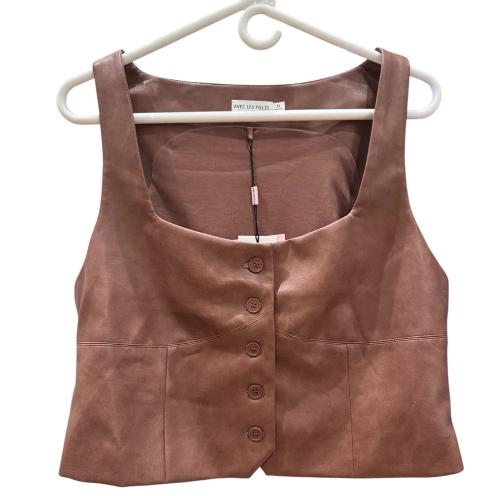 Avec Les Filles Tan Faux Leather Vest size XL